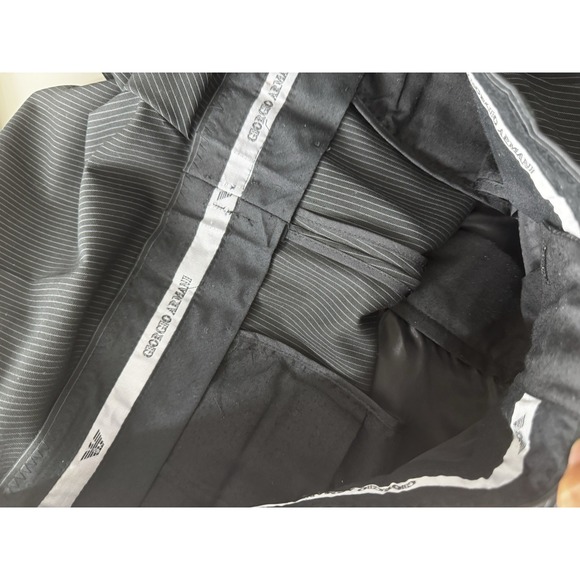 Giorgio Armani Le Collezioni Pleated Trousers MENS 36 Black‎ Striped Wool - Picture 5 of 12